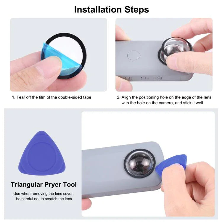 أطقم واقي عدسة من البلاستيك المقوى PULUZ لكاميرات Ricoh Theta SC2 / S / V