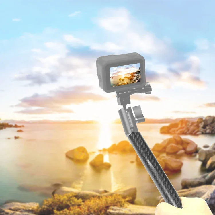 ذراع تمديد عصا سيلفي عائمة من ألياف الكربون من سبائك الألمنيوم بطول 250 مم من PULUZ لكاميرات GoPro وInsta360 وDJI وغيرها، 250 مم