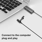PULUZ USB Clip-on Wired Lapel Mic Recording Microphone Lavalier Silent Condenser Microphone, 1.2m USB