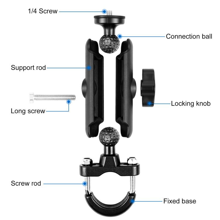 حامل تثبيت مقبض دراجة نارية من PULUZ مع قاعدة U-Bolt لكاميرات GoPro وغيرها، حامل مقبض دراجة نارية