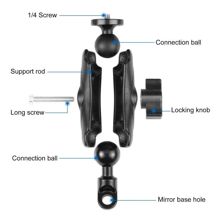 حامل تثبيت قاعدة مرآة دراجة نارية من PULUZ لكاميرات GoPro وغيرها، حامل قاعدة ثقب المرآة