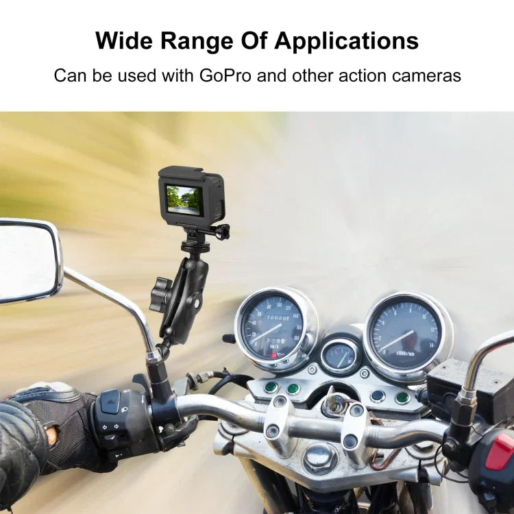 حامل تثبيت قاعدة مرآة دراجة نارية من PULUZ لكاميرات GoPro وغيرها، حامل قاعدة ثقب المرآة