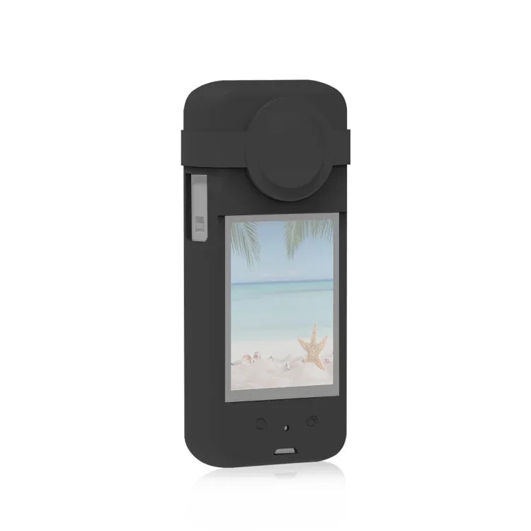 غطاء حماية سيليكون مع غطاء عدسة لجهاز Insta360 X3 من PULUZ، غطاء سيليكون (أسود)