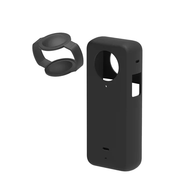 غطاء حماية سيليكون مع غطاء عدسة لجهاز Insta360 X3 من PULUZ، غطاء سيليكون (أسود)
