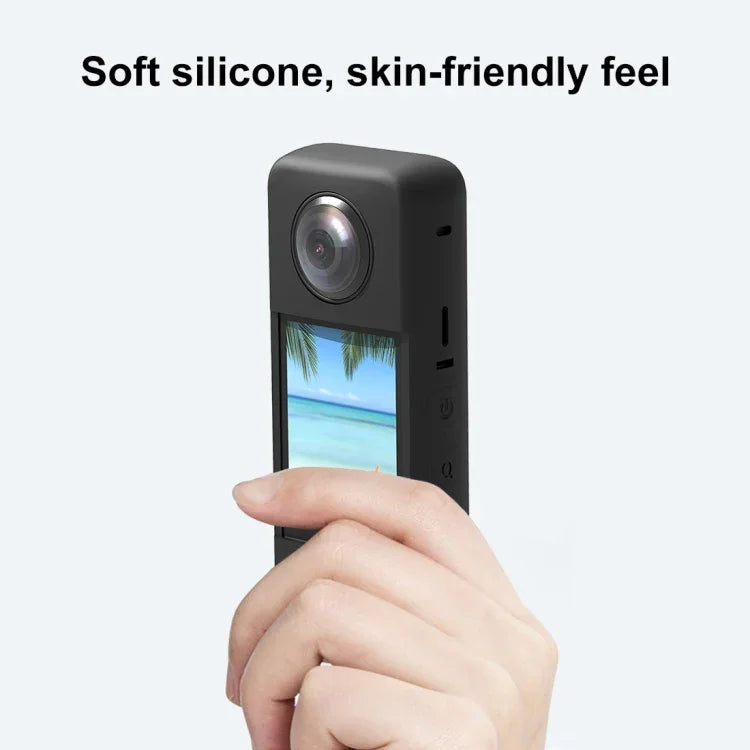 غطاء حماية سيليكون مع غطاء عدسة لجهاز Insta360 X3 من PULUZ، غطاء سيليكون (أسود)