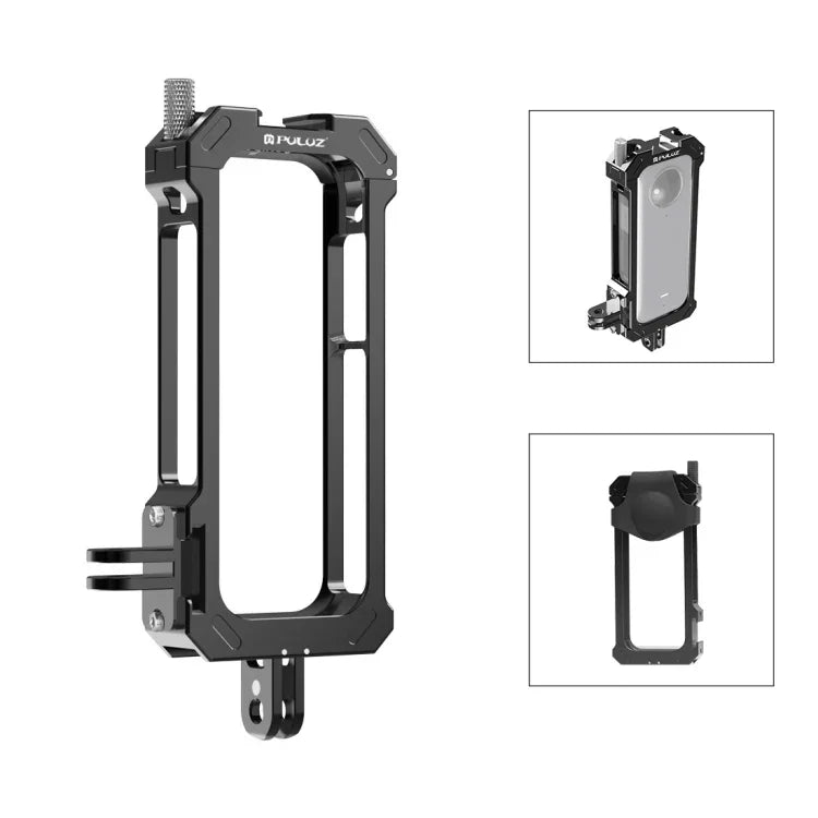 إطار حماية معدني من PULUZ لجهاز Insta360 X3 مع قاعدة حذاء بارد قابلة للتوسيع ومحول حامل ثلاثي القوائم، قفص معدني مخزون في الولايات المتحدة، لجهاز Insta360 X3