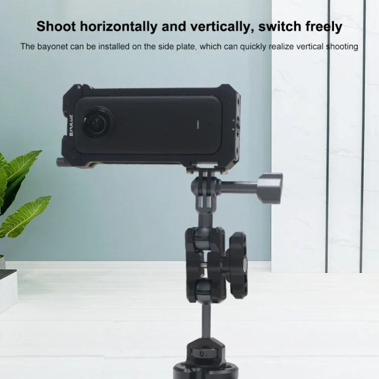 إطار حماية معدني من PULUZ لجهاز Insta360 X3 مع قاعدة حذاء بارد قابلة للتوسيع ومحول حامل ثلاثي القوائم، قفص معدني مخزون في الولايات المتحدة، لجهاز Insta360 X3
