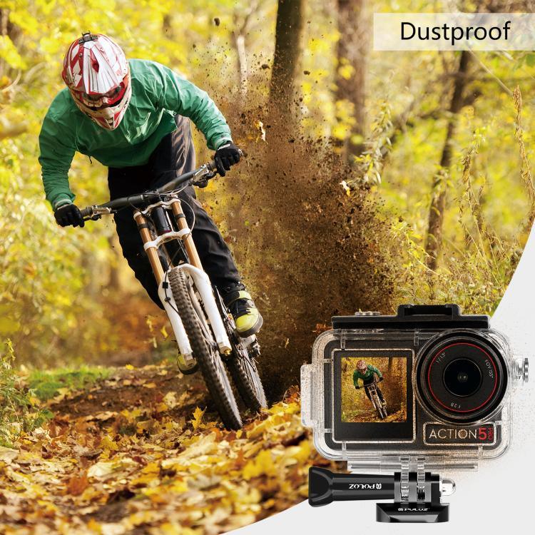 غطاء غوص مقاوم للماء بعمق 60 متر من PULUZ لكاميرا DJI Osmo Action 5 Pro / 3 / 4 مع حذاء بارد ومشبك وقاعدة تثبيت أساسية ومسمار، غطاء مقاوم للماء لكاميرا DJI Osmo Action 3 / 4