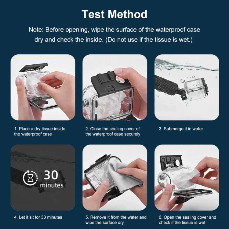غطاء غوص مقاوم للماء بعمق 60 متر من PULUZ لكاميرا DJI Osmo Action 5 Pro / 3 / 4 مع حذاء بارد ومشبك وقاعدة تثبيت أساسية ومسمار، غطاء مقاوم للماء لكاميرا DJI Osmo Action 3 / 4
