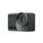 لـ DJI Osmo Action 3 فيلم زجاجي مقسى مقاوم للانفجار للعدسة الأمامية والخلفية 3 في 1 من PULUZ، لـ DJI Osmo Action 3