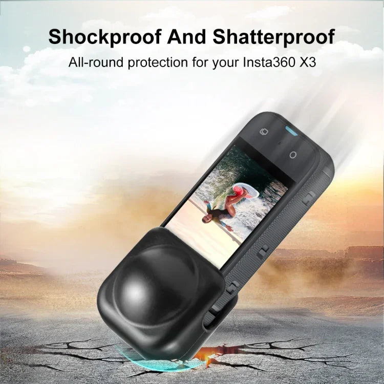 غطاء عدسة حماية سيليكون PULUZ لـ Insta360 X3، غطاء عدسة سيليكون