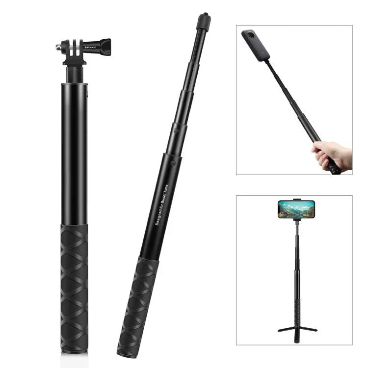 عصا سيلفي معدنية بطول 110 سم مع قاعدة محول غير مرئية وبرغي لـ Insta360 One RS / X2 / X3 / X4 / DJI Osmo 360، عصا سيلفي بطول 110 سم