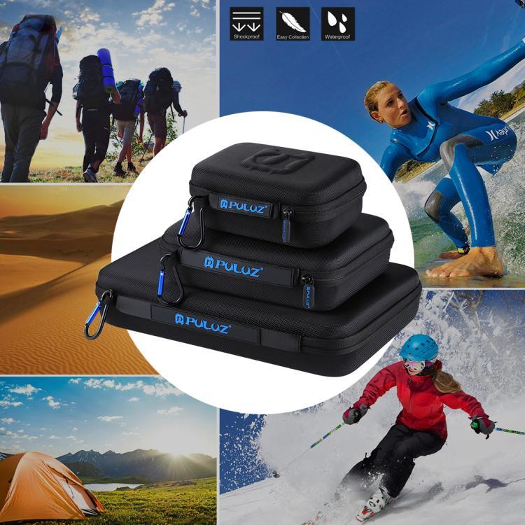 حقيبة حمل مقاومة للماء للسفر من PULUZ لكاميرات GoPro و DJI Osmo Action وغيرها من ملحقات الكاميرات الرياضية، الحجم الصغير: 16 سم × 12 سم × 7 سم، لـ GoPro، الحجم: 16 سم × 12 سم × 7 سم