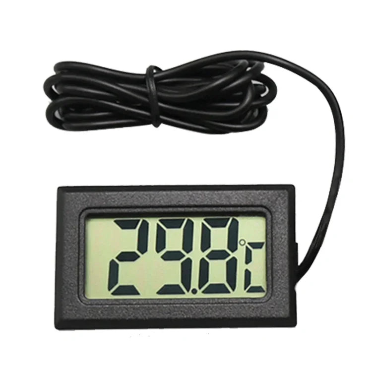 مقياس حرارة رقمي صغير بشاشة LCD للثلاجة والفريزر، حجم الإدخال 46 مم × 26.6 مم، طول الكابل 1 متر، PT-2