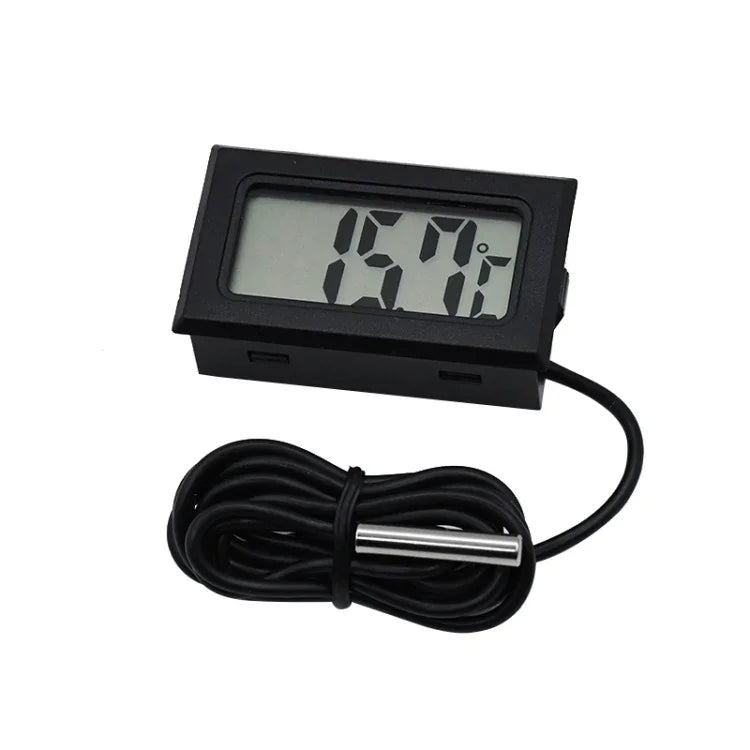 مقياس حرارة رقمي صغير بشاشة LCD للثلاجة والفريزر، حجم الإدخال 46 مم × 26.6 مم، طول الكابل 1 متر، PT-2