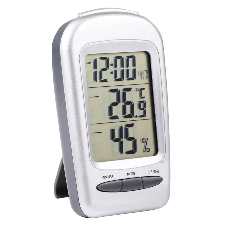 مقياس حرارة ورطوبة رقمي مكتبي بشاشة LCD مع تاريخ / ساعة / تحذير تجمد، W240