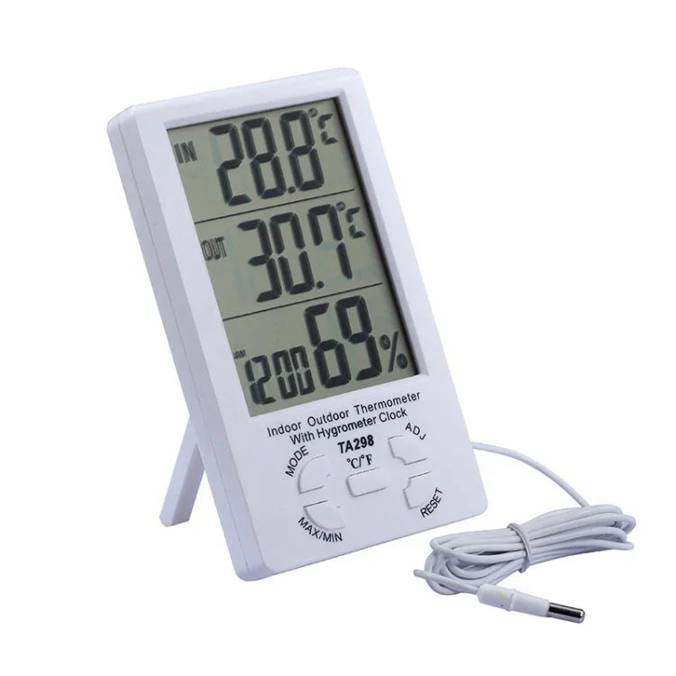 مقياس رطوبة / مقياس حرارة رقمي بشاشة LCD مع كابل حساس إضافي TA298، TA298