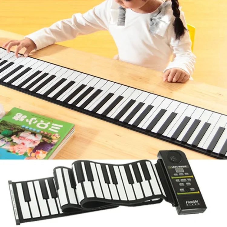 بيانو MIDI مرن قابل للطي 88 مفتاح من السيليكون محمول، لوحة مفاتيح: 133 × 14.2 × 0.6 سم، بيانو قابل للطي 88 مفتاح