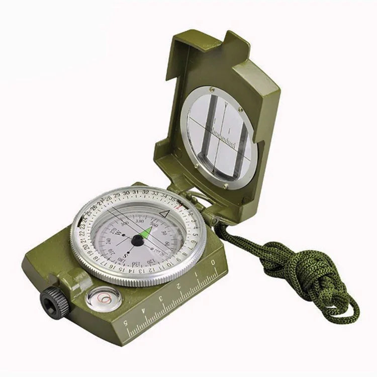 بوصلة جيولوجية عسكرية متعددة الوظائف GoldGood DC60-2A للسفر في الهواء الطلق مع عرض مضيء (أخضر عسكري)، DC60