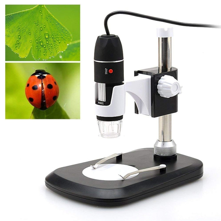 ميكروسكوب رقمي USB مزود بمكبر صورة 2.0MP وعدسة مكبرة 40X-800X مع 8 مصابيح LED وحامل احترافي، 40X-800X