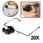 مكبر إصلاح الساعات نوع نظارات 20X مع ضوء LED، 9892A