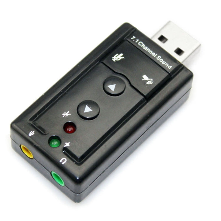 بطاقة صوت خارجية USB 2.0 بقناة 7.1 وصوت ثلاثي الأبعاد افتراضي، بلاستيك، قناة 7.1 باللون الأسود