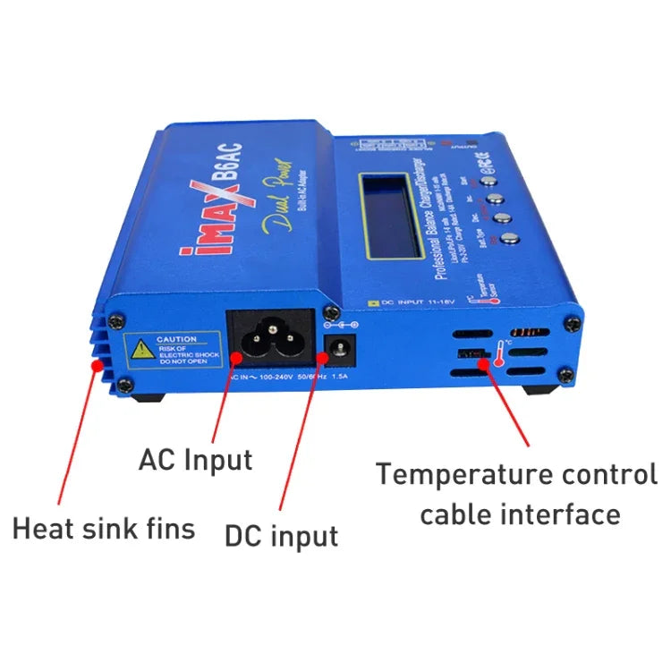 شاحن توازن بطارية RC Lipo بشاشة LCD بحجم 2.6 إنش iMAX B6AC (100-240 فولت / قابس الاتحاد الأوروبي)، B6AC