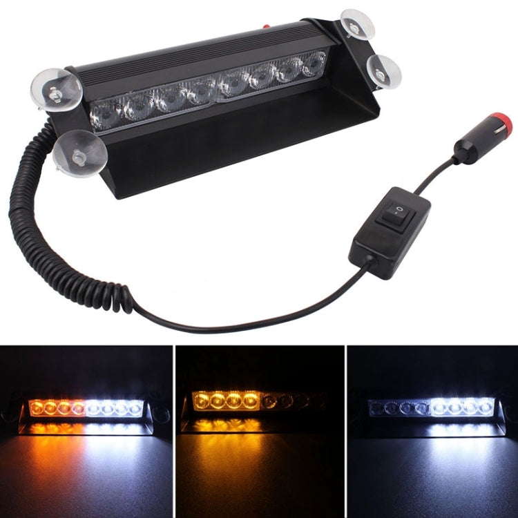 8W 800LM 8-LED 3-Modes Adjustable Angle Car Strobe Flash Dash Emergency Light Warning Lamp with Suckers, DC 12V, White + Red, White + Yellow, Red + Blue, Blue, Red, White, Yellow