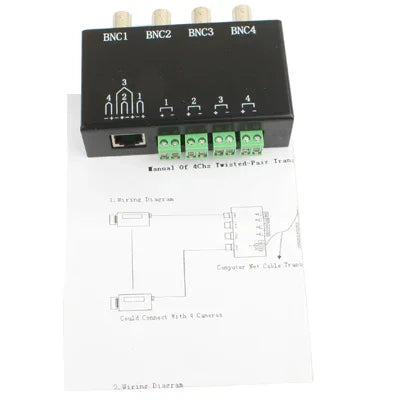 جهاز إرسال واستقبال فيديو سلبي بأربع قنوات من BNC إلى UTP RJ45، QC204