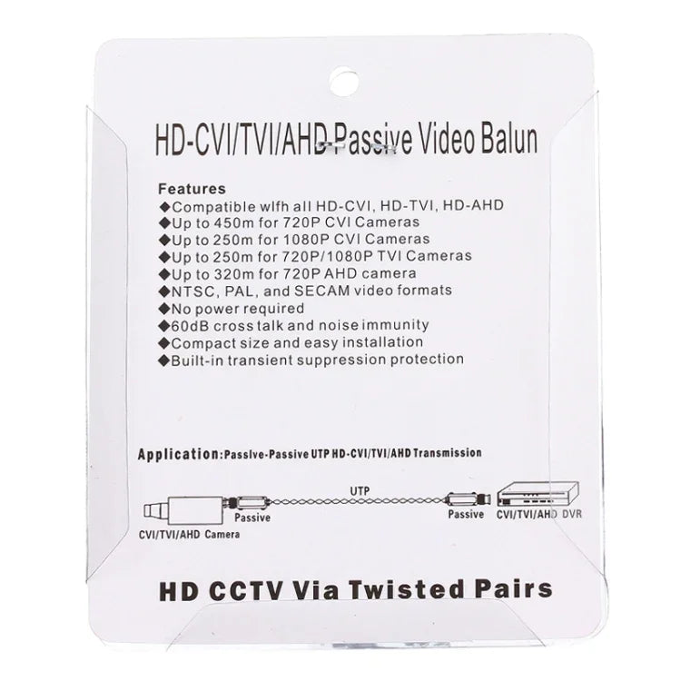 قطعتان من محول فيديو سلبي 1 قناة CVI/TVI/AHD 202C-HD، محول محوري، 202C-HD