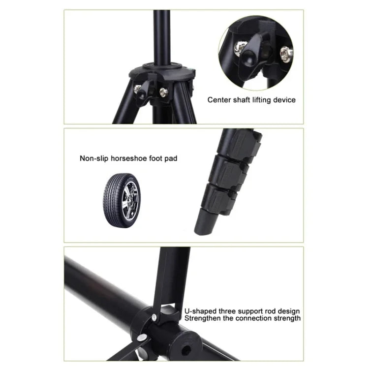 حامل ثلاثي القوائم YUNTENG VCT-681 بطول 138 سم لكاميرات SLR / Micro-SLR / الرقمية، أرجل من الألمنيوم قابلة للطي بأربعة أقسام، مناسب لكاميرات كانون / نيكون / باناسونيك / بنتاكس / كاسيو / سوني / فوجي (سعة التحميل: 3 كجم)