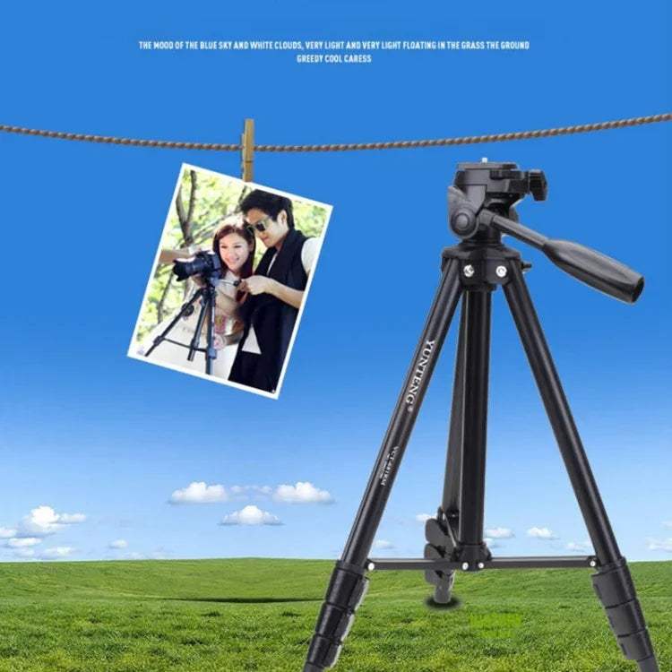 حامل ثلاثي القوائم YUNTENG VCT-681 بطول 138 سم لكاميرات SLR / Micro-SLR / الرقمية، أرجل من الألمنيوم قابلة للطي بأربعة أقسام، مناسب لكاميرات كانون / نيكون / باناسونيك / بنتاكس / كاسيو / سوني / فوجي (سعة التحميل: 3 كجم)