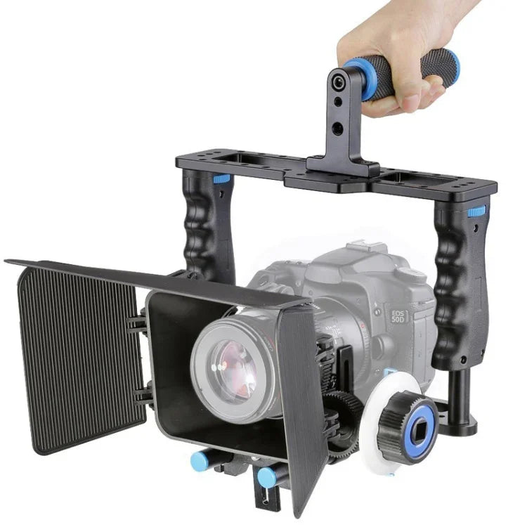 مثبت كاميرا فيديو مع مقبض كبير YELANGU YLG1103A-B + طقم صندوق مات للكاميرات DSLR / كاميرات الفيديو