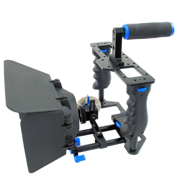 مثبت كاميرا فيديو مع مقبض كبير YELANGU YLG1103A-B + طقم صندوق مات للكاميرات DSLR / كاميرات الفيديو
