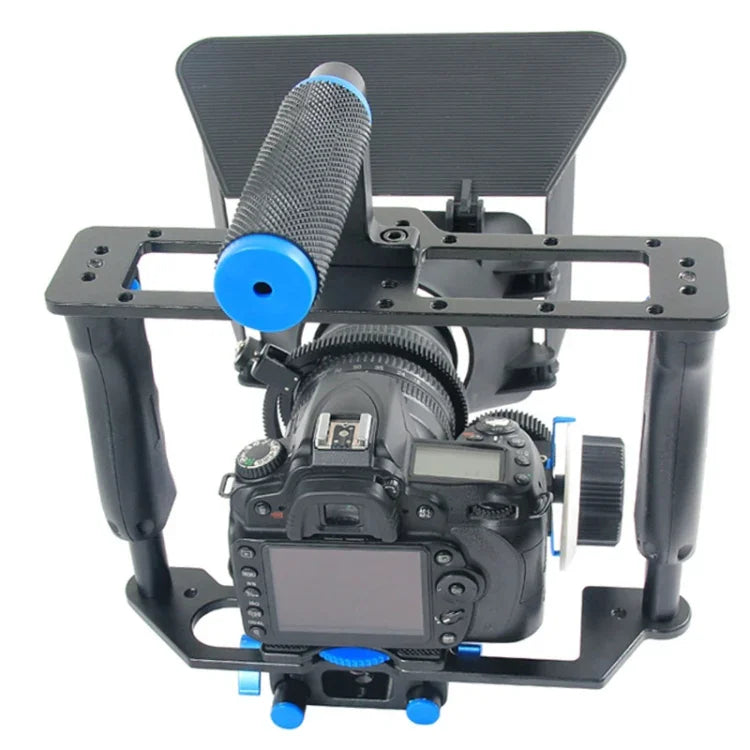 مثبت كاميرا فيديو مع مقبض كبير YELANGU YLG1103A-B + طقم صندوق مات للكاميرات DSLR / كاميرات الفيديو