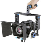 مثبت كاميرا فيديو مع مقبض كبير YELANGU YLG1103A-B + طقم صندوق مات للكاميرات DSLR / كاميرات الفيديو