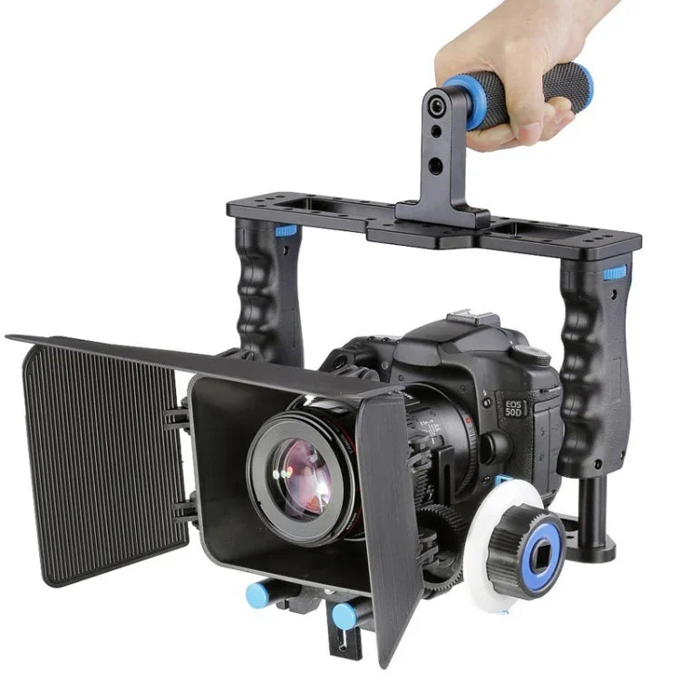 مثبت كاميرا فيديو مع مقبض كبير YELANGU YLG1103A-B + طقم صندوق مات للكاميرات DSLR / كاميرات الفيديو
