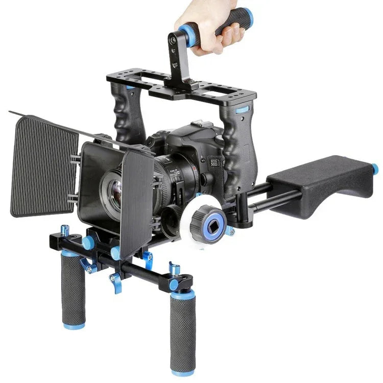 حامل كتف كاميرا بمقبضين YELANGU YLG1103A-A + طقم مثبت كاميرا مع صندوق مات للكاميرات DSLR / كاميرات الفيديو