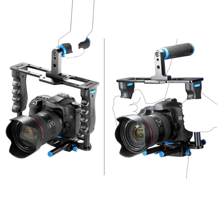 حامل كتف كاميرا بمقبضين YELANGU YLG1103A-A + طقم مثبت كاميرا مع صندوق مات للكاميرات DSLR / كاميرات الفيديو
