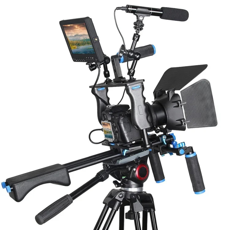 حامل كتف كاميرا بمقبضين YELANGU YLG1103A-A + طقم مثبت كاميرا مع صندوق مات للكاميرات DSLR / كاميرات الفيديو
