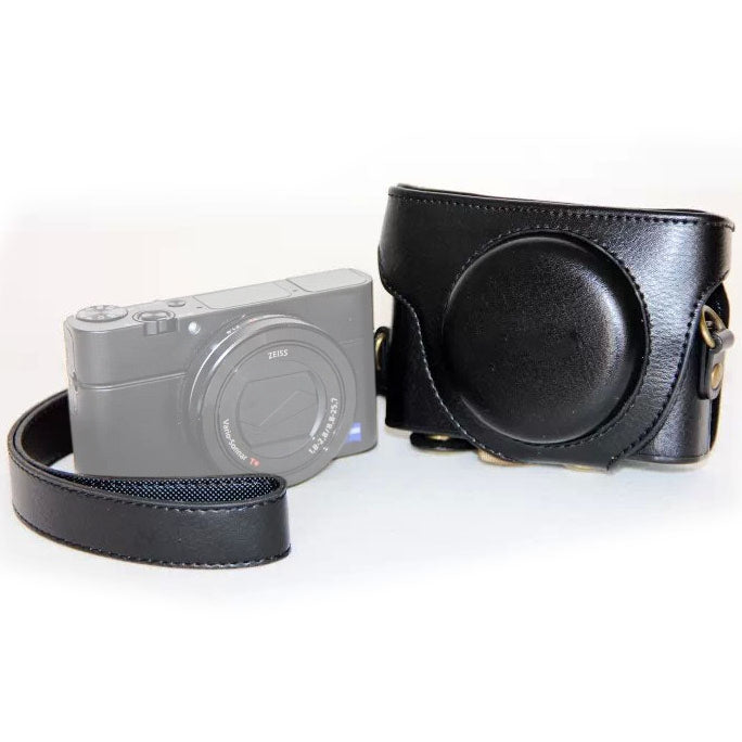 حقيبة كاميرا من جلد PU بأسلوب رجعي مع حزام لكاميرات Sony RX100 M3 / M4 / M5