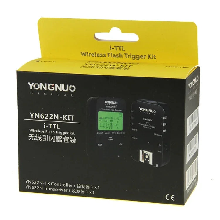 مجموعة تحكم ومُرسل فلاش لاسلكي YONGNUO YN622N-KIT i-TTL لكاميرات نيكون، لكاميرات نيكون