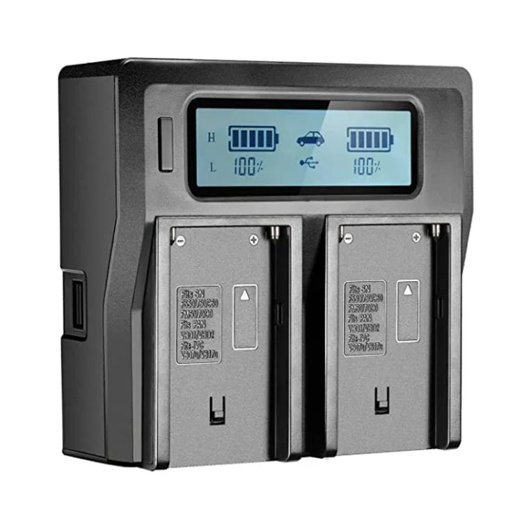 شاحن بطارية رقمي بشاشة LCD ثنائي القناة مع منفذ USB لبطاريات Sony BP-U30 / U60 / U90، متوافق مع Sony EX260 / EX280 / FS7