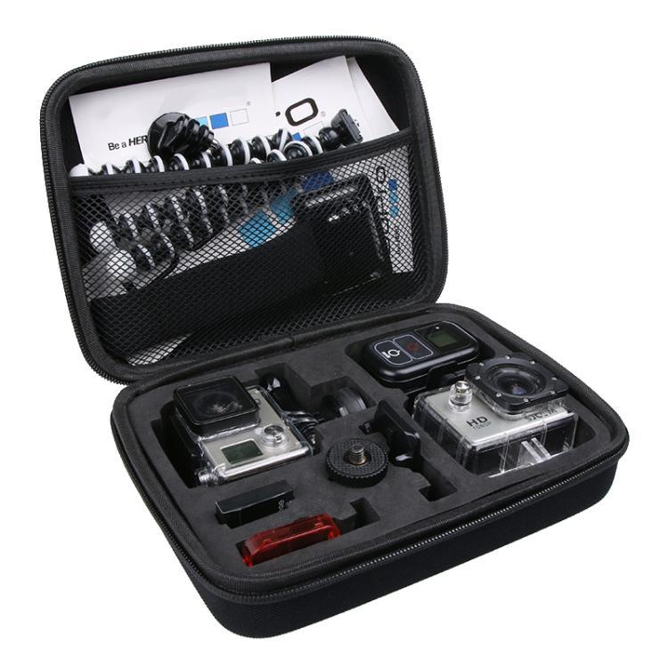 حقيبة تخزين محمولة مقاومة للصدمات لكاميرات GoPro وInsta360 وDJI وغيرها من كاميرات الحركة، الحجم: 22.5 سم × 16 سم × 6 سم