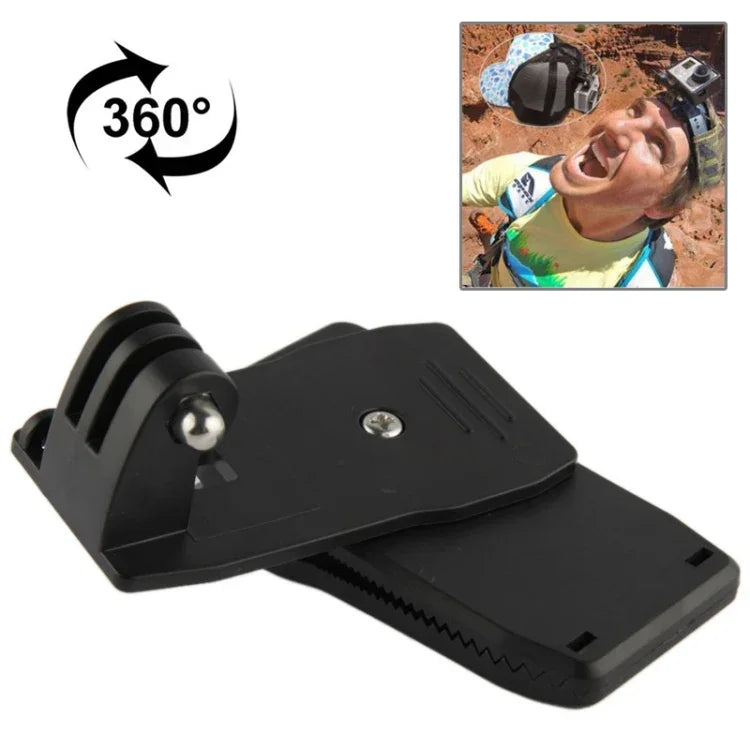 مشبك تثبيت حقيبة ظهر مع دوران 360 درجة لكاميرات GoPro وInsta360 وDJI وغيرها، مشبك Rec-Mounts (أسود)