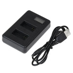 شاحن بطاريتين بشاشة LCD موديل GP158-B لكاميرات GoPro HERO3+ /3 (AHDBT-301, AHDBT-302)، يعرض سعة الشحن، لكاميرات GoPro HERO3+ /3