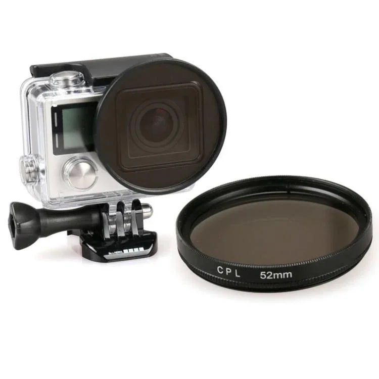 فلتر عدسة CPL دائري بحجم 52 مم لكاميرا GoPro HERO 4 / 3+، وكاميرات Xiaoyi الرياضية وغيرها من كاميرات الرياضة مع غلاف الغوص، فلتر CPL