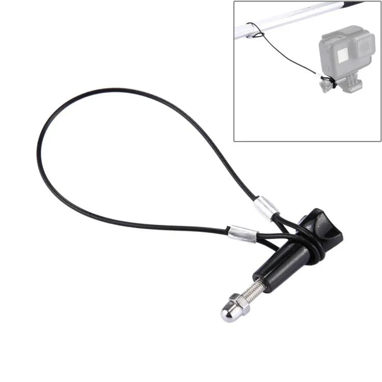 حبل معصم / حبل تثبيت من الفولاذ المقاوم للصدأ مع برغي لكاميرات GoPro HERO11 Black/HERO10 Black / HERO9 Black /HERO8 Black /7 /6/ 5 /5 Session /4 /3+ /3 /2 /1، الطول: 31.5 سم
