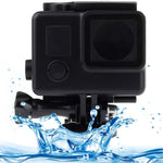 حافظة واقية مقاومة للماء باللون الأسود مع حزام تثبيت أساسي لكاميرات GoPro HERO4 /3+، عمق مقاومة الماء: 10 أمتار، مقاومة للماء حتى 10 أمتار