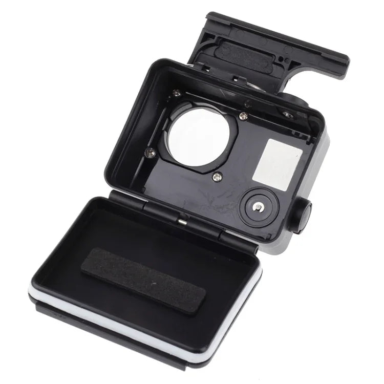 حافظة واقية مقاومة للماء باللون الأسود مع حزام تثبيت أساسي لكاميرات GoPro HERO4 /3+، عمق مقاومة الماء: 10 أمتار، مقاومة للماء حتى 10 أمتار